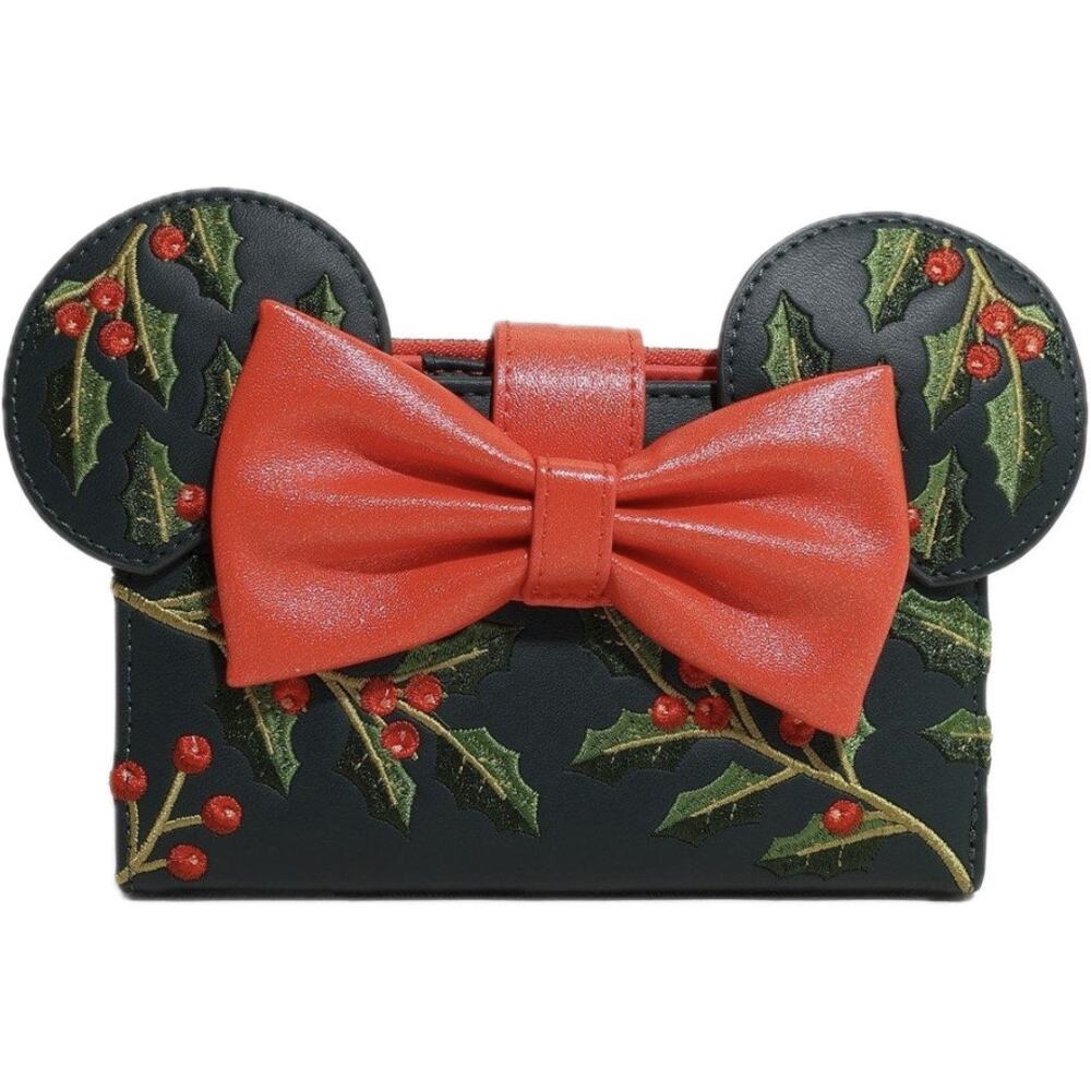 Loungefly Disney Minnie Mouse Holiday Holly Zip Wallet NWT